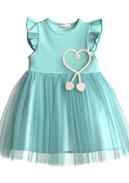 Kız Çocuk Pamuklu Kalp Işlemeli Elbise fırsatları