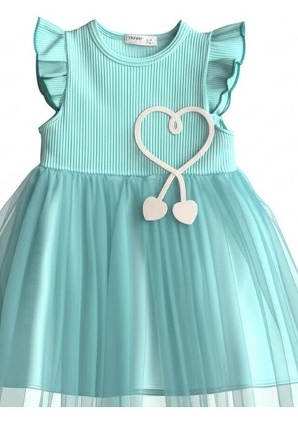 Kız Çocuk Pamuklu Kalp Işlemeli Elbise indirimleri