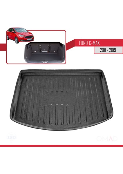 Ford C-Max 2 (C344) 2011-2019 Arası ile Uyumlu Esnek Bagaj Havuzu Siyah