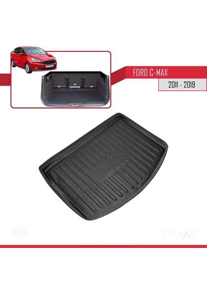 Ford C-Max 2 (C344) 2011-2019 Arası ile Uyumlu Esnek Bagaj Havuzu Siyah
