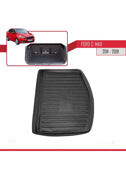 Ford C-Max 2 (C344) 2011-2019 Arası ile Uyumlu Esnek Bagaj Havuzu Siyah