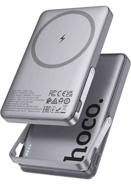 Q36 Sunlight 5.000 Mah 20W Type-C Çıkışlı Pd Kablosuz Şarj Özellikli Standlı Powerbank