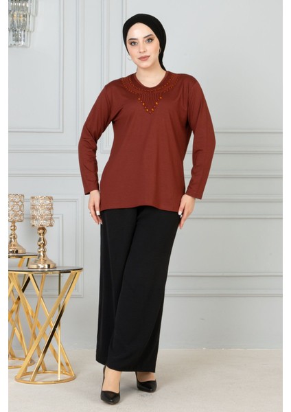 Kadın Turuncu Anne Penye Bluz Anneler Günü