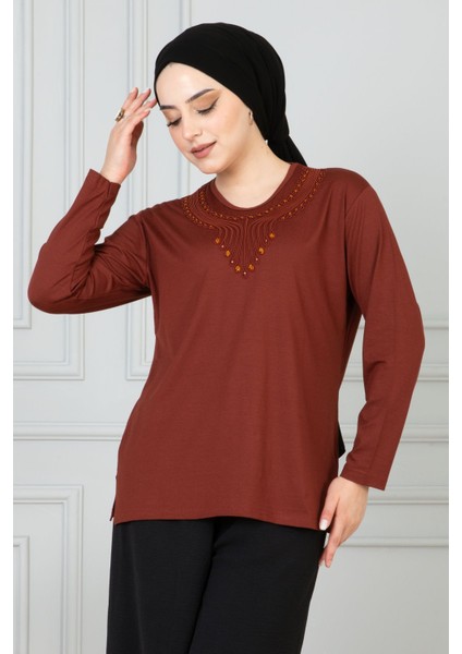 Kadın Turuncu Anne Penye Bluz Anneler Günü fırsatları