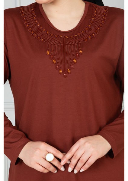 Kadın Turuncu Anne Penye Bluz Anneler Günü