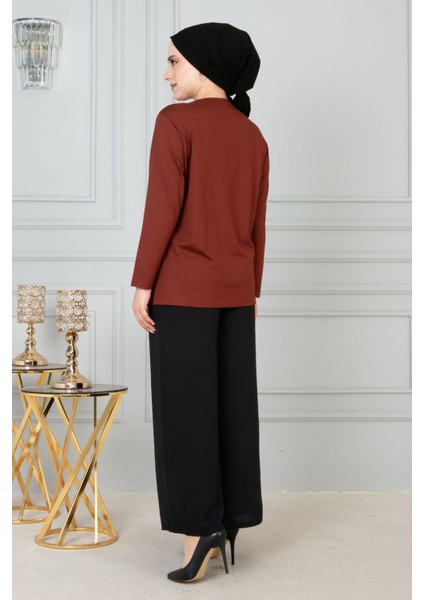 Kadın Turuncu Anne Penye Bluz Anneler Günü