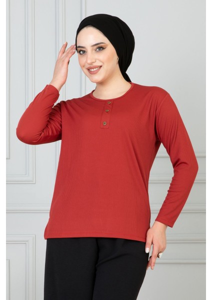 Kadın Anne Fitilli Uzun Kol Likralı Penye Bluz Anneler Günü fırsatları