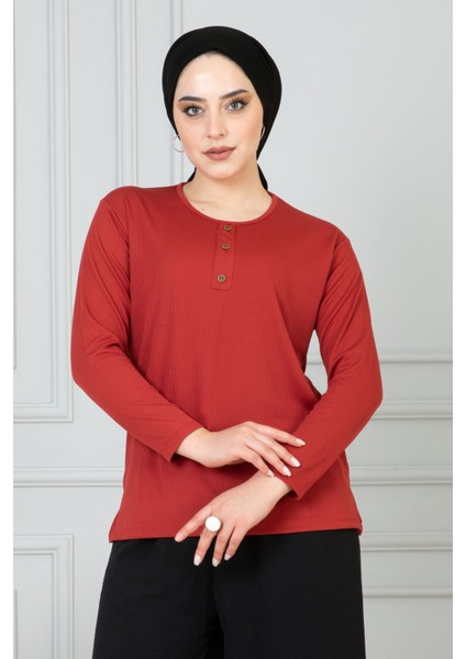 Kadın Anne Fitilli Uzun Kol Likralı Penye Bluz Anneler Günü indirimleri