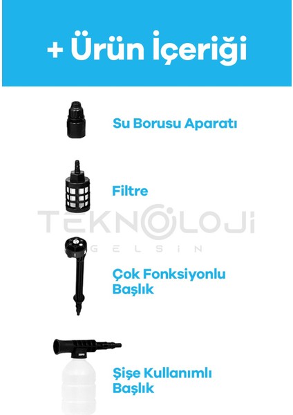Araç Yıkama Makinesi Yüksek Basınçlı Bahçe Ağaç Sulama Çift Batarya 21 Watt 30 Psı 5m Kablo Köpük