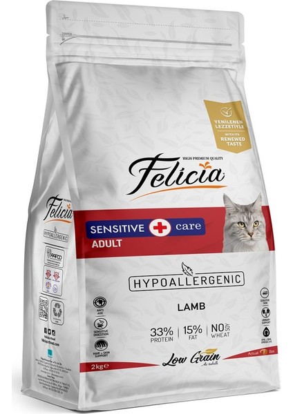 Felicia Hipoalerjenik 2x1 kg Kuzu Etli Yetişkin Kedi Maması