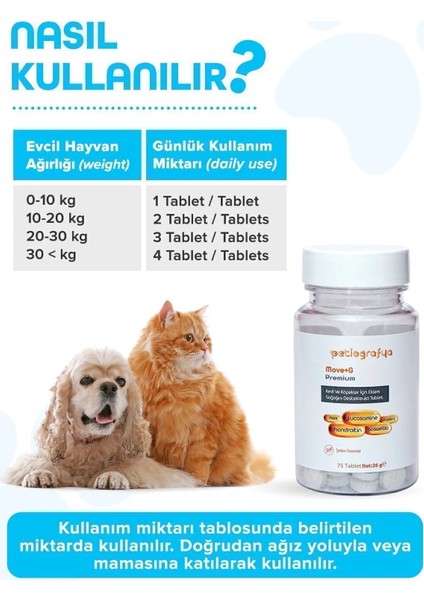 Premium Move G Glucosamine Kedi ve Köpek Için Destekleyici Tablet modelleri