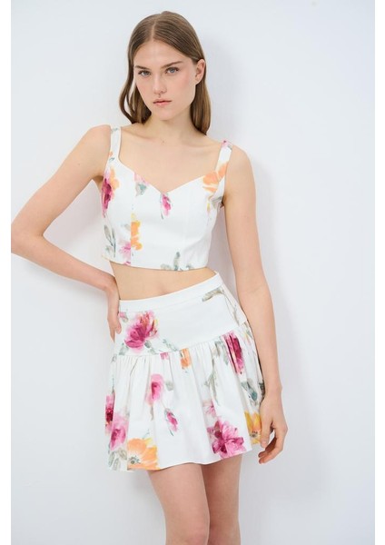 Desenli Askılı Crop Bluz Emp.kemik 11545120000