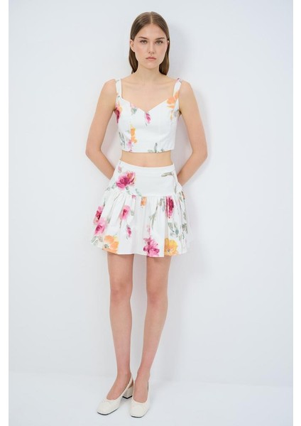 Desenli Askılı Crop Bluz Emp.kemik 11545120000