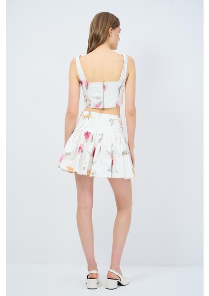 Desenli Askılı Crop Bluz Emp.kemik 11545120000
