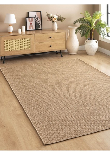 Sisal Jut Hasır Model Tek Renk Dokuma Yıkanabilir Toz Vermez Halı Krem