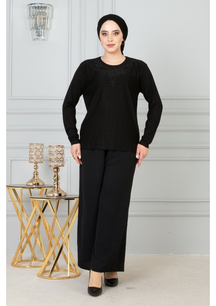 Kadın Siyah Anne Penye Bluz Anneler Günü fırsatları
