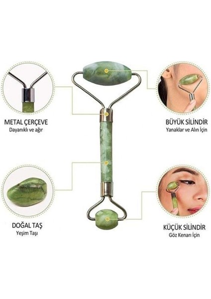 2li Set Çift Taraflı Cilt Temizleme Fırçası ve Yeşim Taşı Çift Taraflı Cilt Masaj Aleti fırsatları