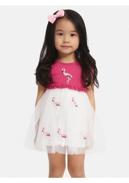 Kız Çocuk Pamuklu Flamingo Desenli Elbise fiyatları