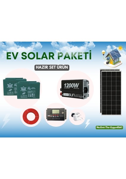 Bağ Evi Solar Paketi 1200W Inverter 205W Güneş Paneli 100AH Jel Akü fırsatları