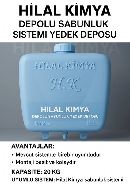 Depolu Sabunluk Sistemi Deposu 20 Kg Kapasiteli Mavi