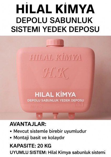 Depolu Sabunluk Sistemi Deposu 20 Kg Kapasiteli Pembe fiyatları