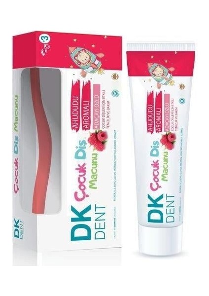Dent Dk Ahududu Aromalı Florürsüz Çocuk Diş Macunu 50ML Diş Fırçası