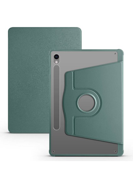 Galaxy Tab S9 Kılıf Uyumlu Mbtm Termik Kalem Bölmeli Dönebilen Standlı Kılıf-Koyu Yeşil