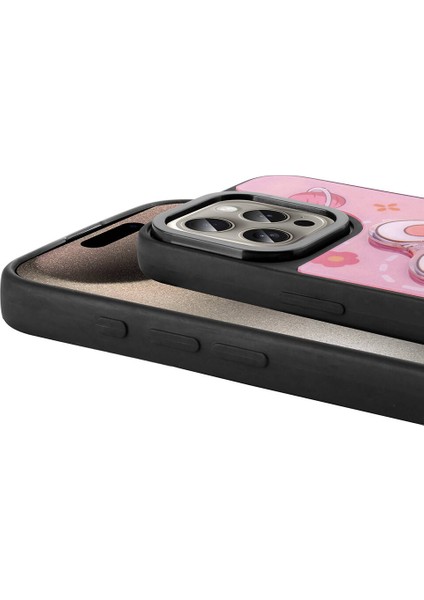 Apple iPhone 15 Pro Max Kılıf Parlayan Kabartmalı Ikonik Figürlü Mbtm Amas Silikon Kapak-Mor modelleri