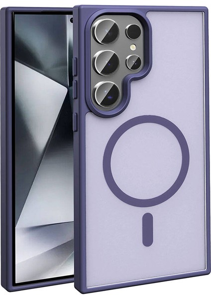 Galaxy S23 Ultra Kılıf Magsafe Şarj Özellikli Mat Arka Yüzey Mbtm Sio Kapak-Koyu Mor