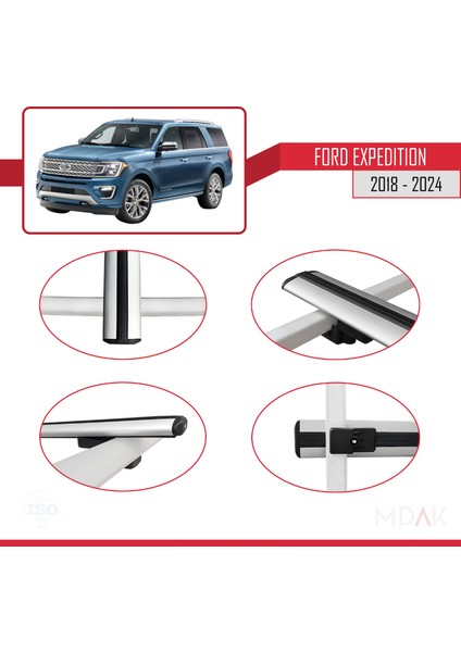 Ford Expedition 2018-2024 Arası ile Uyumlu Basıc Model Ara Atkı Tavan Barı Gri 3 Adet fırsatları