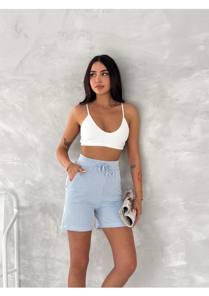 Su Yolu Çizgili Yazlık Şort SYL-0034