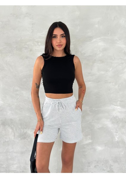 Su Yolu Çizgili Yazlık Şort SYL-0034