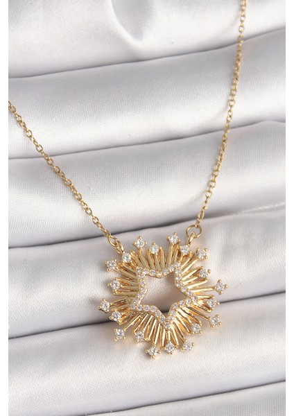 316L Çelik Gold Renk Zirkon Taşlı Yıldız Model Kadın Kolye - TJ-BKO9922