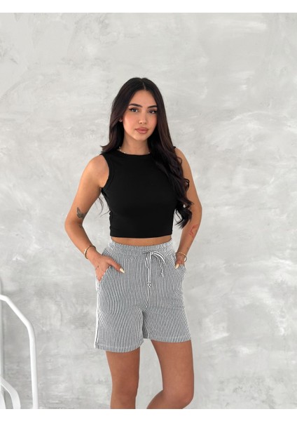 Su Yolu Çizgili Yazlık Şort SYL-0034