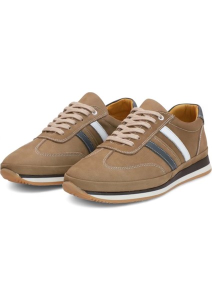 2181-LUISFIGO Hakiki Deri Üst Kalite Anatomik Tabanlı Erkek Günlük Sneakers Ayakkabı - NKT02181-KUM-44