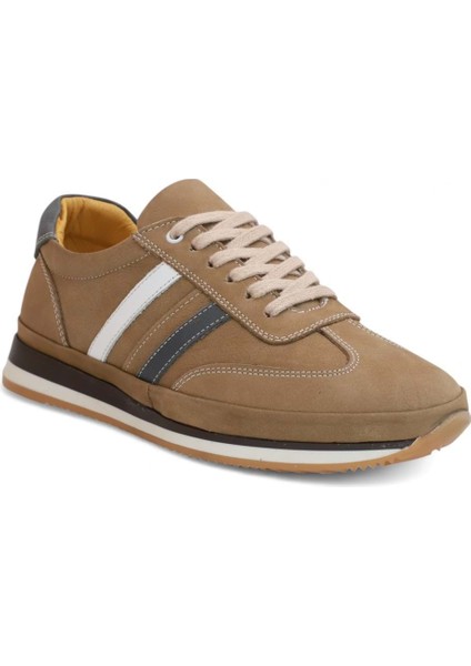 2181-LUISFIGO Hakiki Deri Üst Kalite Anatomik Tabanlı Erkek Günlük Sneakers Ayakkabı - NKT02181-KUM-44