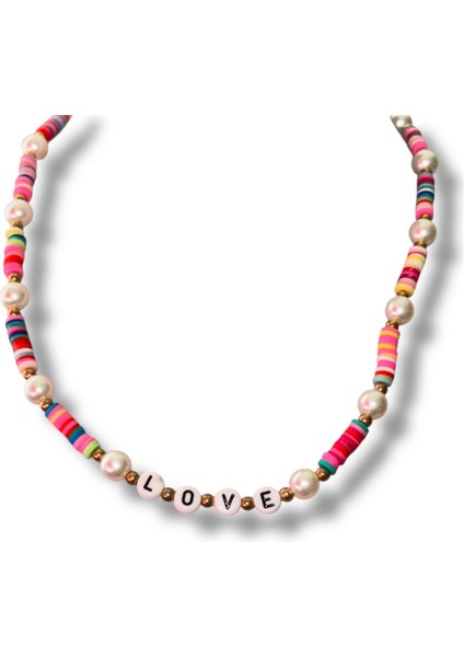 Love Yazılı Çok Renkli Incili Genç Bijuteri Kolye fiyatları