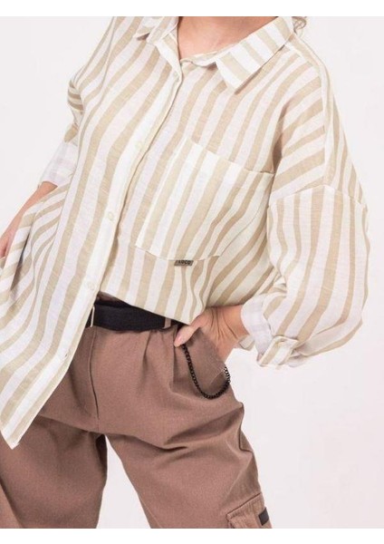 Kız Çocuk Çizgili Keten Gömlek indirimleri