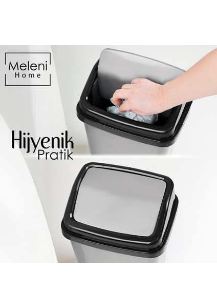 Kapaklı Plastik Çöp Kovası - Ev Ofis Banyo Mutfak Çöp Kovası Gri 10 Litre fiyatları