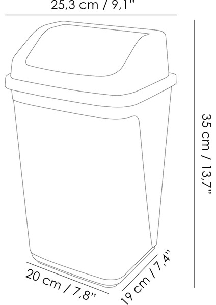 Kapaklı Plastik Çöp Kovası - Ev Ofis Banyo Mutfak Çöp Kovası Gri 10 Litre indirimleri