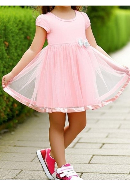 Kız Çocuk Fiyonk Detaylı Tüllü Elbise fırsatları