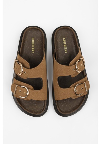 Kadın Vian Taba Süet Kemerli Terlik