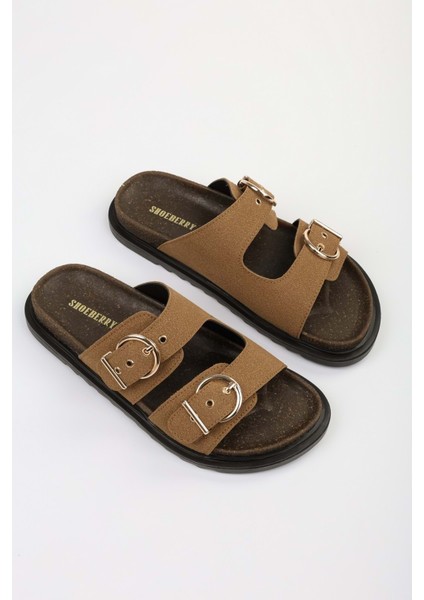 Kadın Vian Taba Süet Kemerli Terlik modelleri