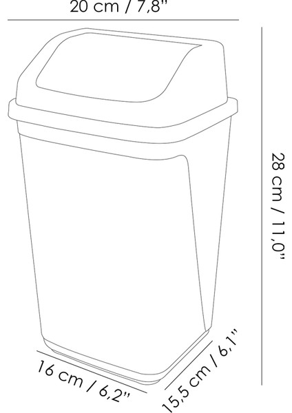 Kapaklı Plastik Çöp Kovası - Ev Ofis Banyo Mutfak Tezgah Üstü Çöp Kovası Gri 5 Litre indirimleri