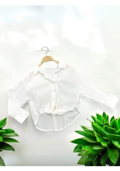 Kız Çocuk Yazlık Bağlama Detaylı Gömlek