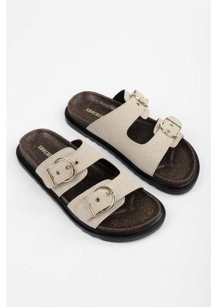 Kadın Vian Bej Süet Kemerli Terlik modelleri