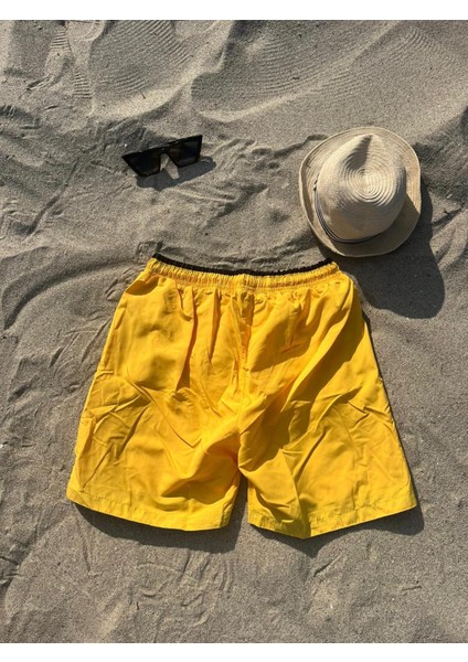 Erkek Fermuarlı Sarı Renk Deniz Şortu fiyatları