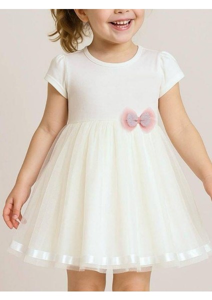 Kız Çocuk Fiyonk Detaylı Tüllü Elbise modelleri