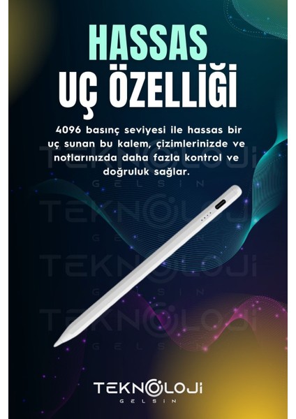 Stylus Pen Dokunmatik Tablet Kalemi Ios Android Windows Uyumlu Yedek Uç Hediyeli Yeni Nesil Type-C