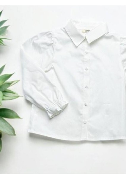 Kız Çocuk Kolları Büzgülü Beyaz Gömlek fırsatları